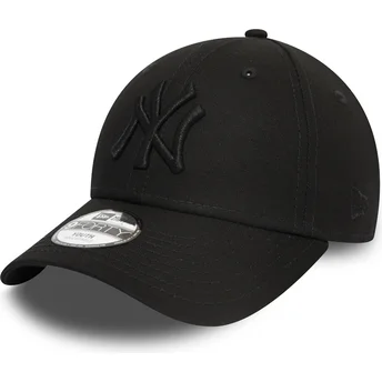Schwarze gebogene verstellbare Kinderkappe mit schwarzem Logo 9FORTY League Essential von New York Yankees MLB von New Era
