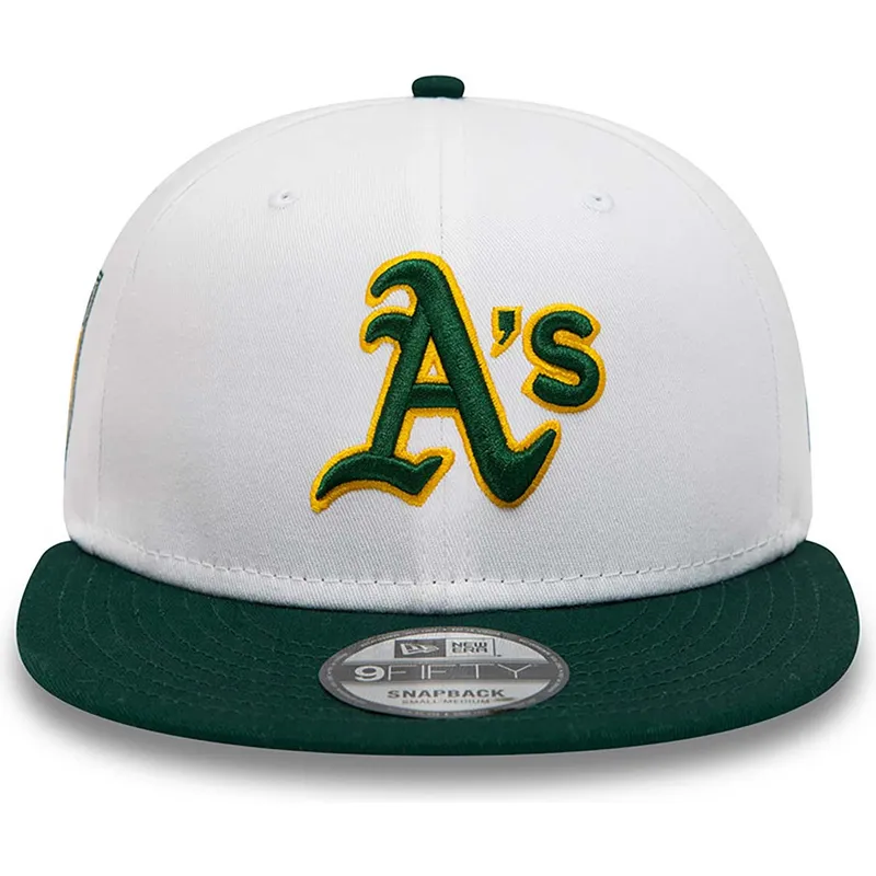 shapka-ploska-byala-snapbek-rickey-henderson-9fifty-crown-patches-na-oakland-athletics-mlb-ot-new-era
