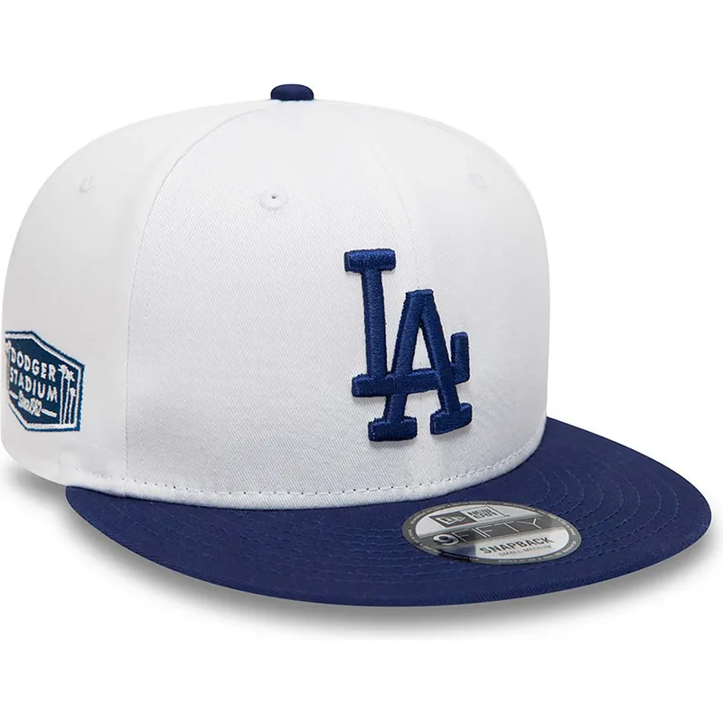 shapka-ploska-byala-snapbek-9fifty-crown-patches-na-los-angeles-dodgers-mlb-ot-new-era