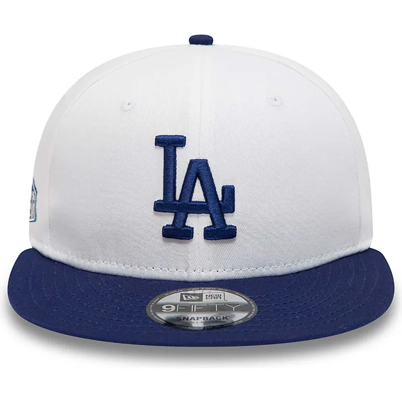 shapka-ploska-byala-snapbek-9fifty-crown-patches-na-los-angeles-dodgers-mlb-ot-new-era