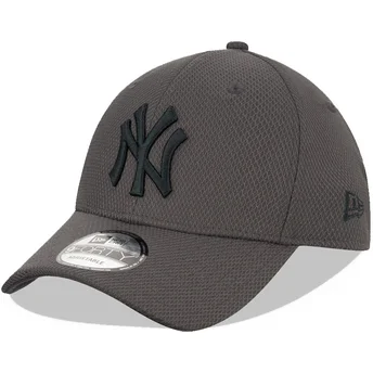 Grå justerbar curved kasket med gråt logo 9FORTY Diamond Era fra New York Yankees MLB fra New Era