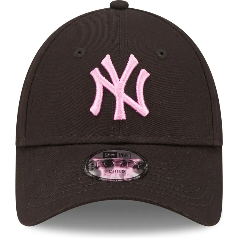 shapka-izvita-cherna-reguliruem-za-deca-rosa-9forty-league-essential-na-new-york-yankees-mlb-ot-new-era