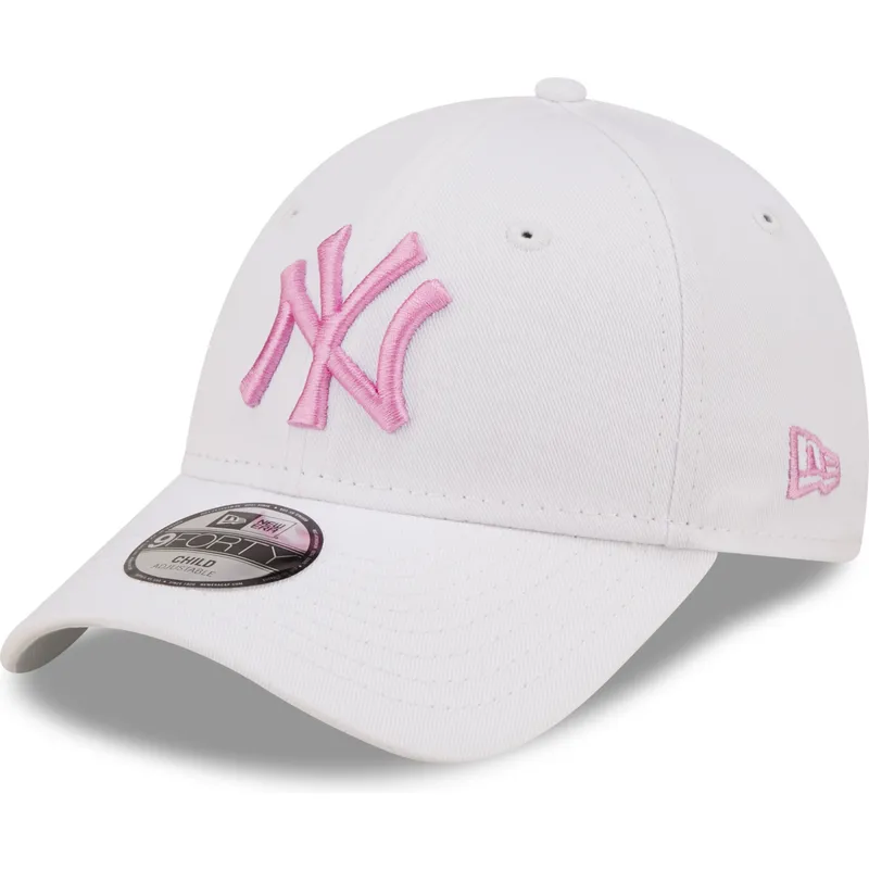 shapka-izvita-byala-reguliruem-za-deca-rosa-9forty-league-essential-na-new-york-yankees-mlb-ot-new-era