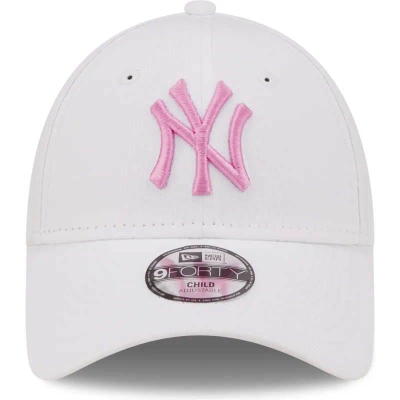 shapka-izvita-byala-reguliruem-za-deca-rosa-9forty-league-essential-na-new-york-yankees-mlb-ot-new-era