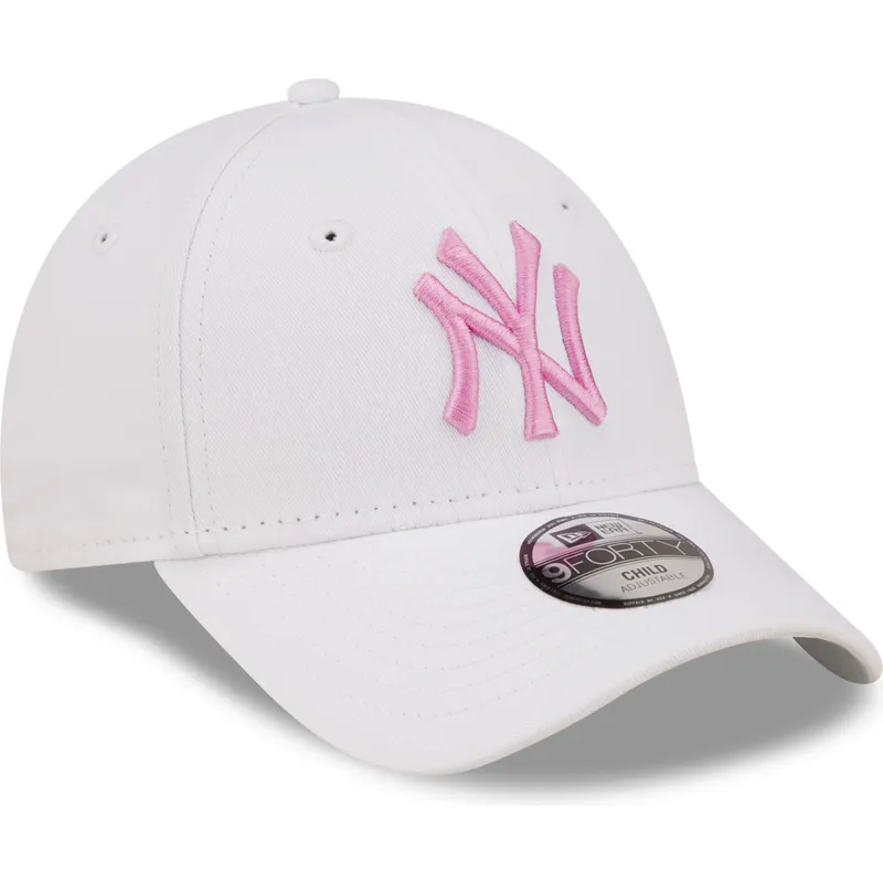 shapka-izvita-byala-reguliruem-za-deca-rosa-9forty-league-essential-na-new-york-yankees-mlb-ot-new-era