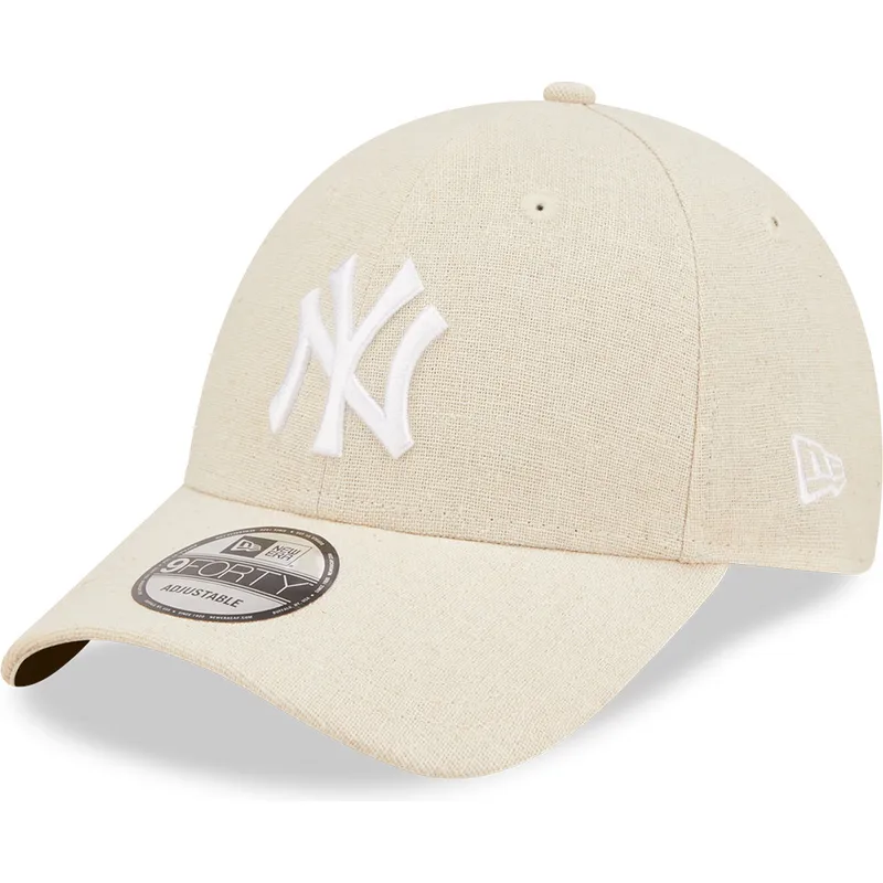 shapka-izvita-bezhov-reguliruem-9forty-linen-na-new-york-yankees-mlb-ot-new-era