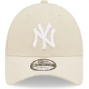 shapka-izvita-bezhov-reguliruem-9forty-linen-na-new-york-yankees-mlb-ot-new-era