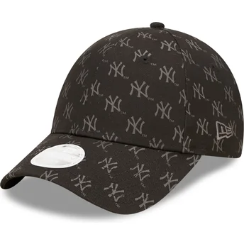 New Era New York Yankees MLB 9FORTY justerbar sort buet kasket til kvinder med monogram