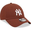 new-era-curved-brim-9forty-linen-new-york-yankees-mlb-brown-adjustable-cap