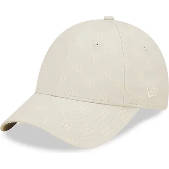 Шапка извита бежов регулируем 9FORTY Monogram на New York Yankees MLB от New Era