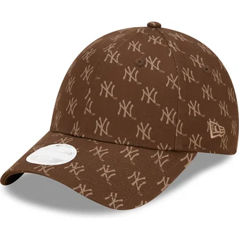 shapka-izvita-kafyav-reguliruem-9forty-monogram-na-new-york-yankees-mlb-ot-new-era