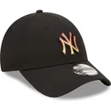schwarze-verstellbare-curved-cap-mit-orangefarbenem-logo-9forty-gradient-infill-der-new-york-yankees-mlb-von-new-era