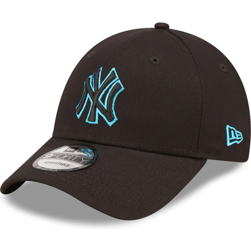 shapka-izvita-cherna-reguliruem-9forty-neon-outline-na-new-york-yankees-mlb-ot-new-era