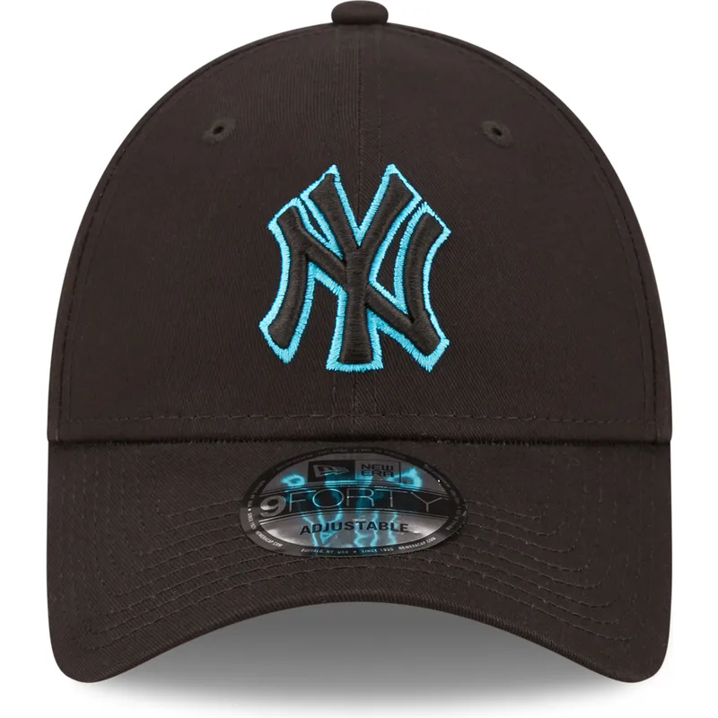 shapka-izvita-cherna-reguliruem-9forty-neon-outline-na-new-york-yankees-mlb-ot-new-era