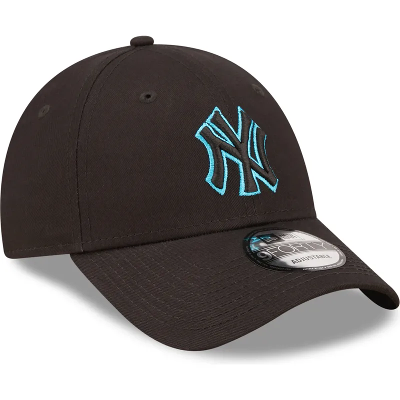 shapka-izvita-cherna-reguliruem-9forty-neon-outline-na-new-york-yankees-mlb-ot-new-era