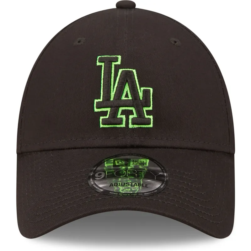 shapka-izvita-cherna-reguliruem-9forty-neon-outline-na-los-angeles-dodgers-mlb-ot-new-era