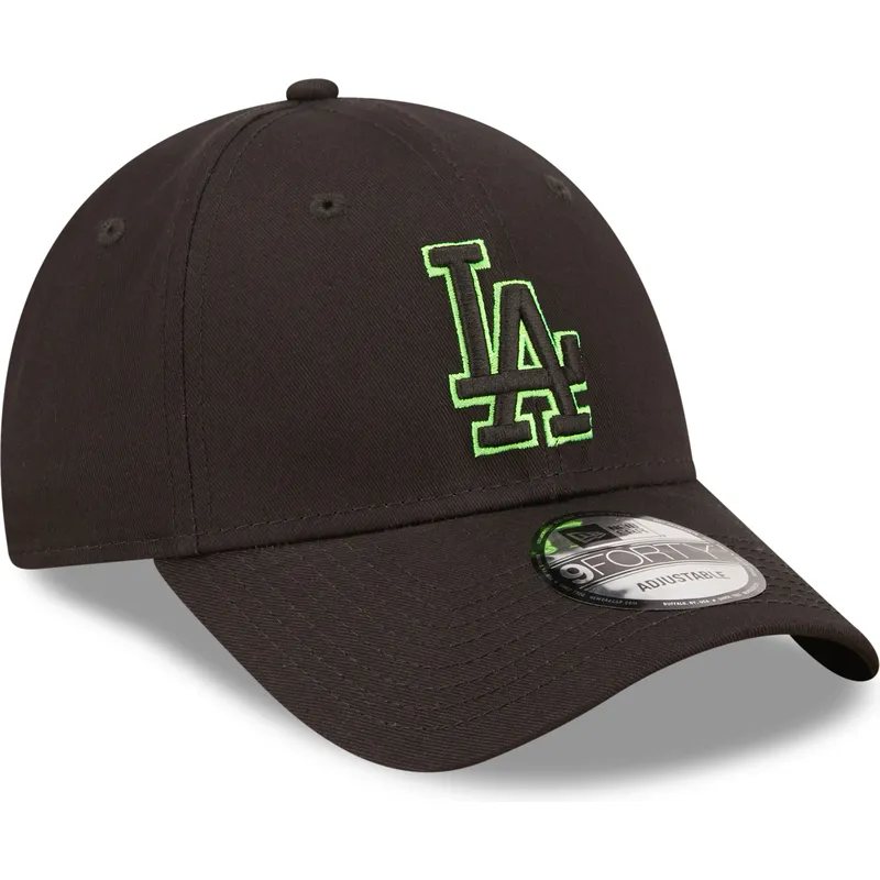 shapka-izvita-cherna-reguliruem-9forty-neon-outline-na-los-angeles-dodgers-mlb-ot-new-era