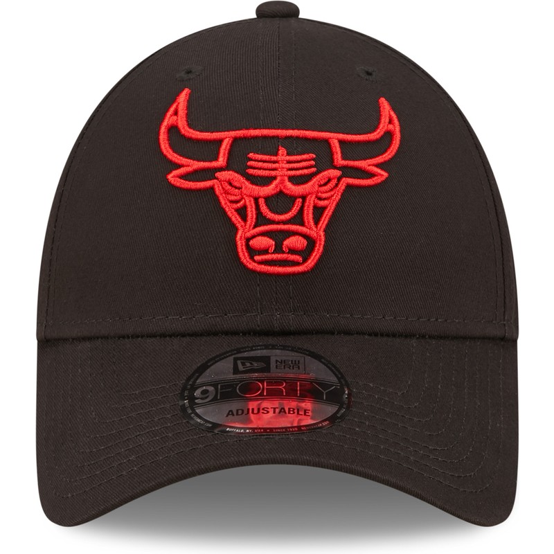 new-era-curved-brim-red-logo-9forty-neon-outline-chicago-bulls-nba-black-adjustable-cap