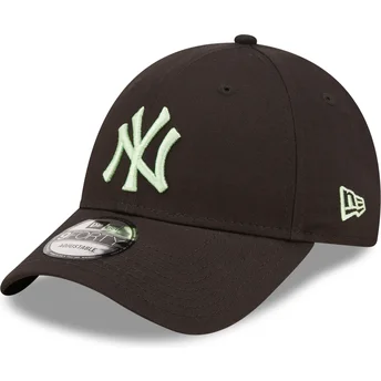 New Era Извита Козирка Зелено Лого 9FORTY League Essential New York Yankees MLB Черна Регулируема Шапка