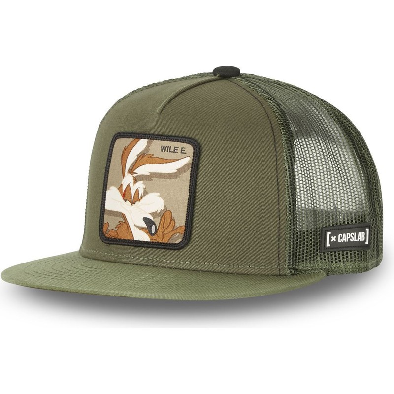 capslab-flat-brim-wile-e-coyote-casf-wi4-looney-tunes-green-trucker-hat