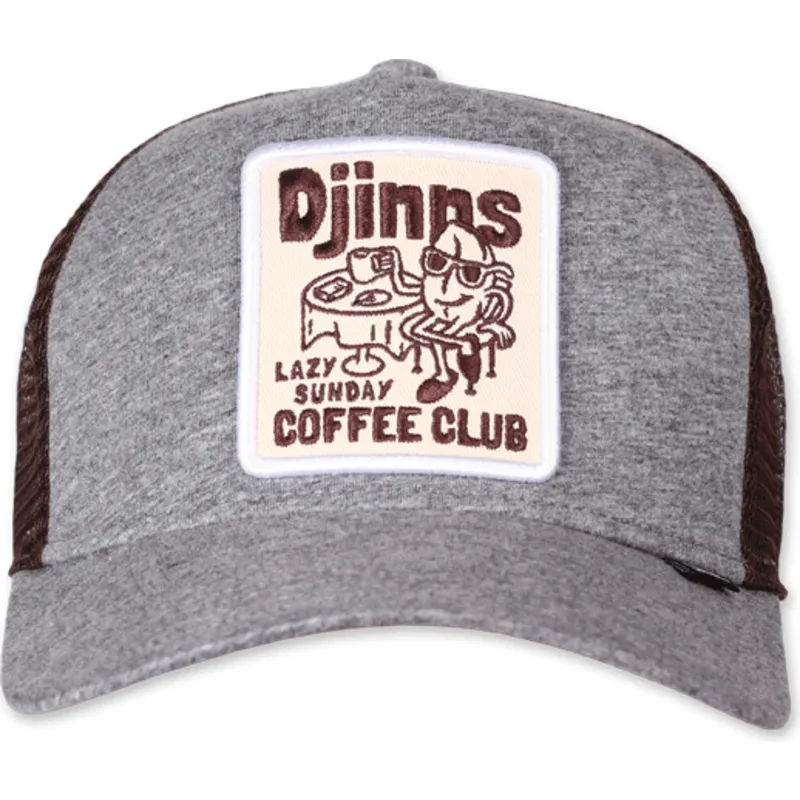 gra-og-brun-trucker-kasket-lazy-sunday-coffee-club-hft-fra-djinns