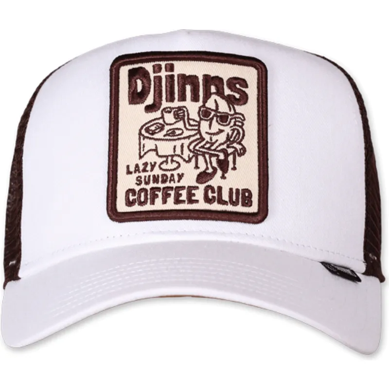 hvid-og-brun-trucker-kasket-lazy-sunday-coffee-club-hft-fra-djinns