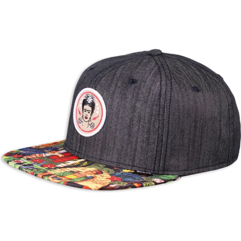 shapka-ploska-cherna-snapbek-frida-kahlo-linen-rev-ot-djinns