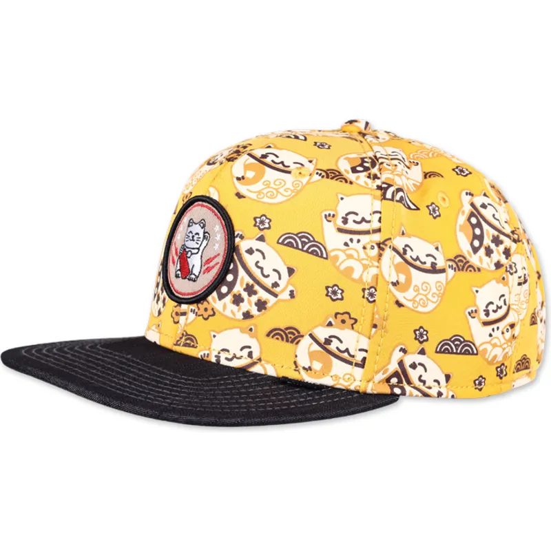 shapka-ploska-zhlt-snapbek-lucky-cat-linen-ot-djinns