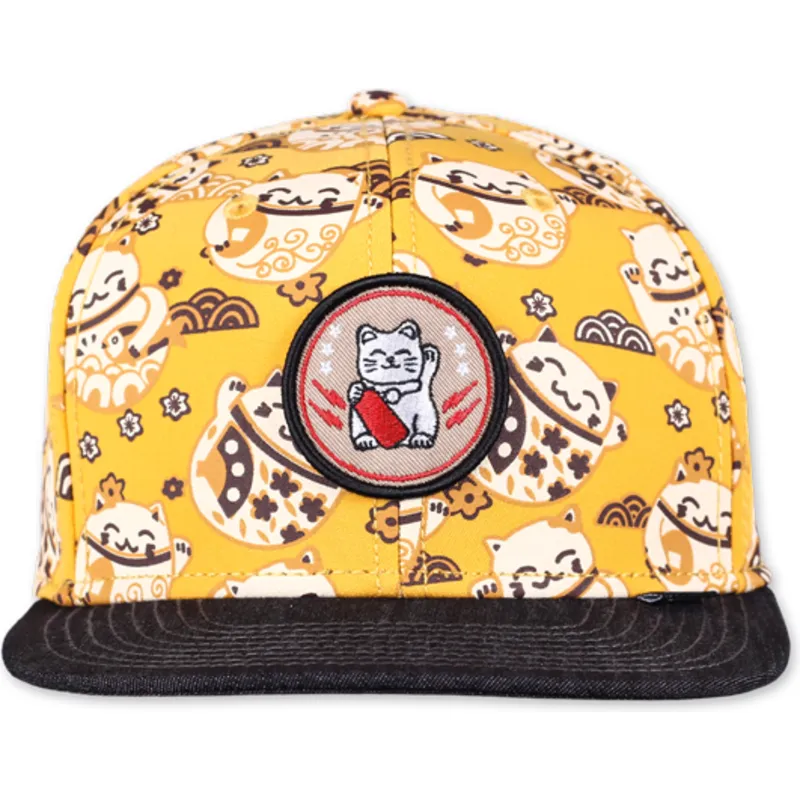 shapka-ploska-zhlt-snapbek-lucky-cat-linen-ot-djinns