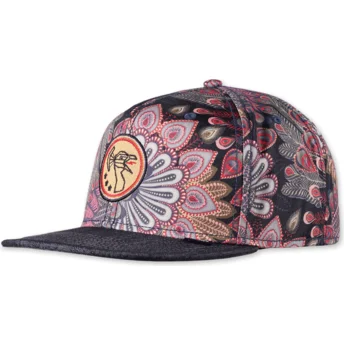 Μαύρο επίπεδο καπέλο snapback Peacock Linen της Djinns