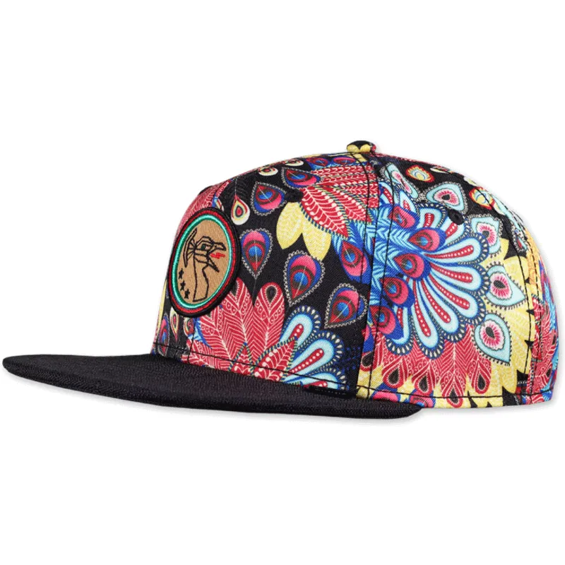 shapka-ploska-mnogocveten-snapbek-peacock-linen-ot-djinns