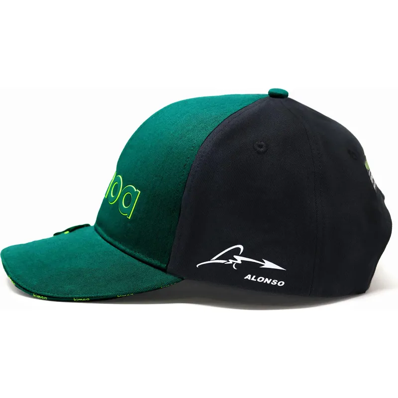 grune-und-schwarze-verstellbare-curved-cap-fernando-alonso-von-aston-martin-formula-1-von-kimoa