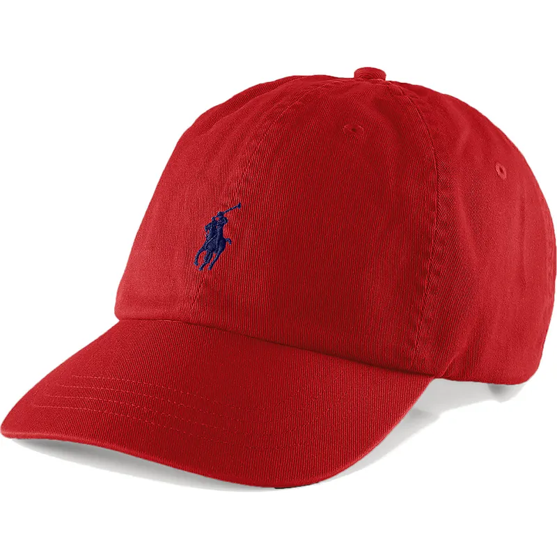 rote-verstellbare-curved-cap-mit-blauem-logo-cotton-chino-classic-sport-von-polo-ralph-lauren