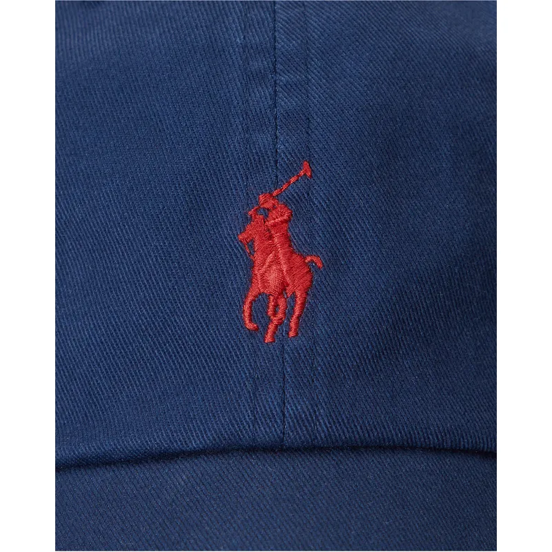 shapka-izvita-tmnosin-adjustable-strap-na-gorra-curva-azul-marino-ajustable-con-logo-rojo-cotton-chino-classic-sport-ot-polo-ral