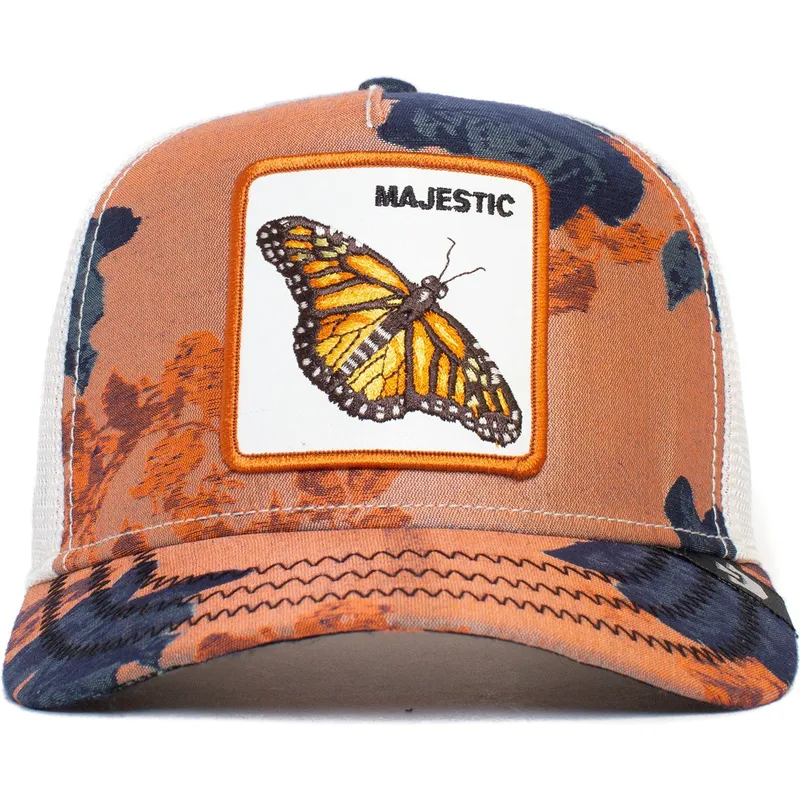 shapka-izvita-shapka-traker-oranzhev-snapbek-mariposa-majestic-monarchy-of-roses-the-farm-the-farm-ot-goorin-bros