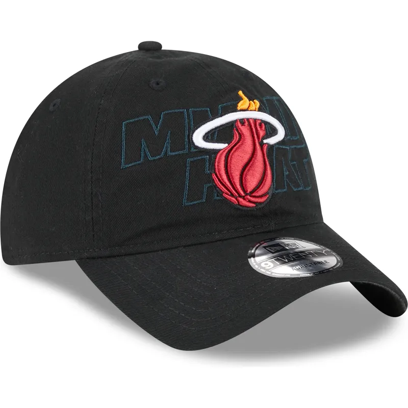 new-era-izvita-periferiya-9twenty-draft-edition-2023-miami-heat-nba-cherna-reguliruema-shapka