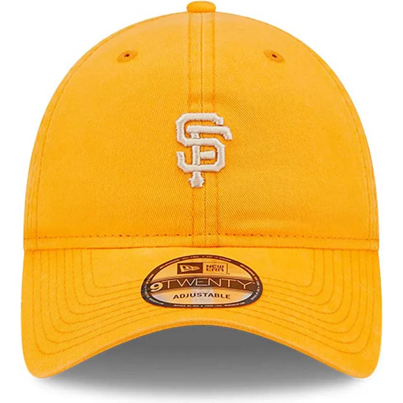gebogene-orangefarbene-verstellbare-9twenty-mini-logo-kappe-der-san-francisco-giants-mlb-von-new-era