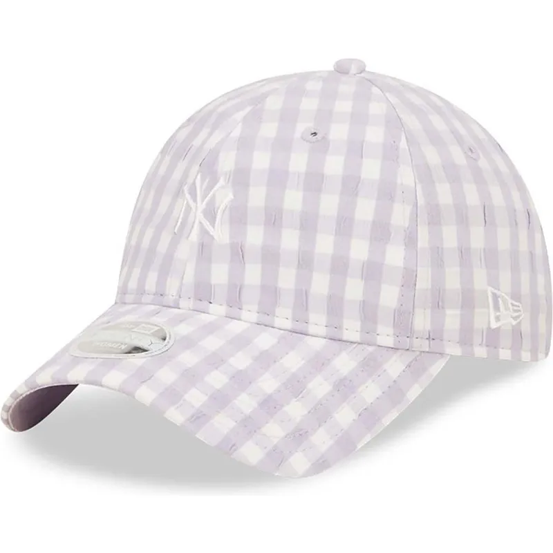 shapka-izvita-violetka-reguliruem-9twenty-gingham-na-new-york-yankees-mlb-ot-new-era