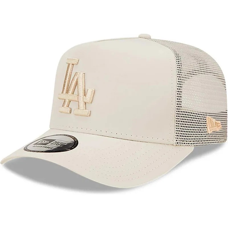 shapka-izvita-traker-bezhov-snapbek-a-frame-tech-ripstop-na-los-angeles-dodgers-mlb-ot-new-era