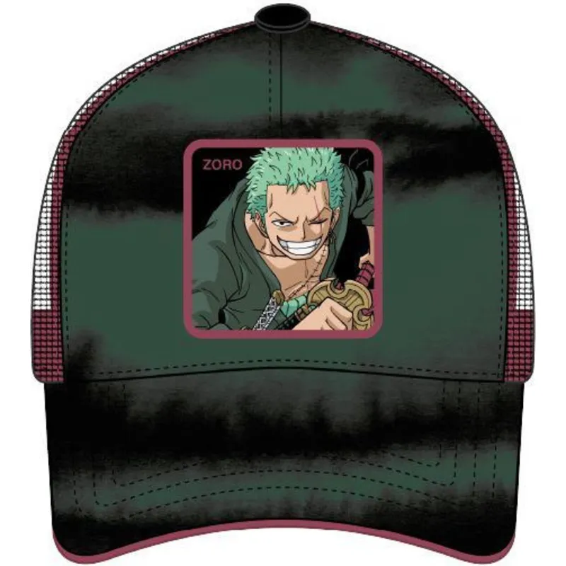 trucker-cap-grun-und-schwarz-roronoa-zoro-zor5-one-piece-von-capslab