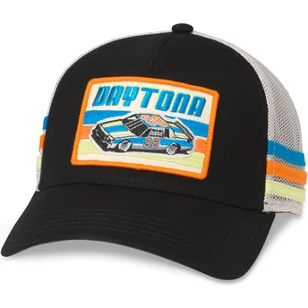 Sort og hvid snapback Daytona International Speedway tri-farve trucker kasket fra American Needle