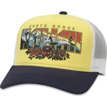 Gul, hvid og sort trucker kasket snapback Hawaii North Shore Riptide Valin fra American Needle