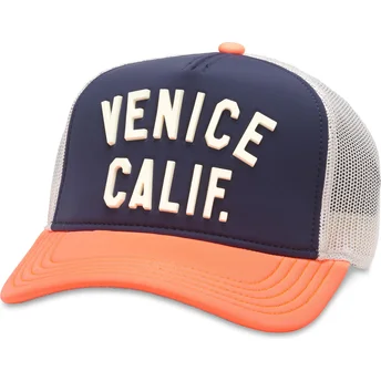 Marineblå, hvid og orange truckerkasket snapback Venice...