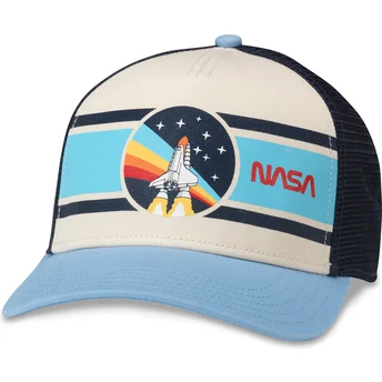Gorra trucker beige, marineblå og lyseblå snapback NASA...