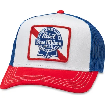 Gorra trucker hvid, blå og rød snapback Pabst Blue Ribbon Valin fra American Needle