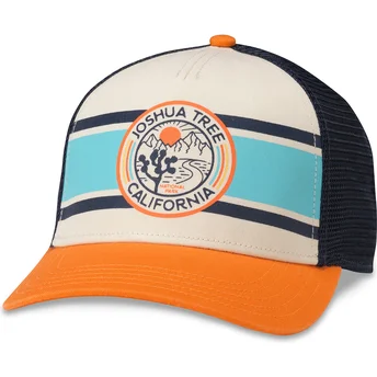 Шапка извита многоцветен snapback на Gorra trucker beige, azul marino y naranja snapback Joshua Tree National Park Sinclair от American Needle