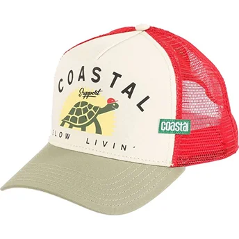 Beige og rød trucker-kasket Support Slow Livin HFT fra Coastal