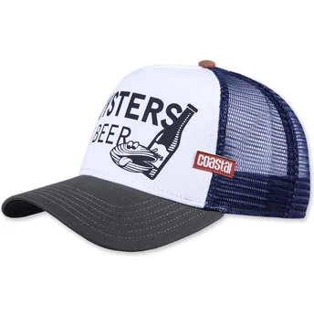 Weiße, marineblaue und graue Trucker-Kappe Oysters & Beer HFT von Coastal