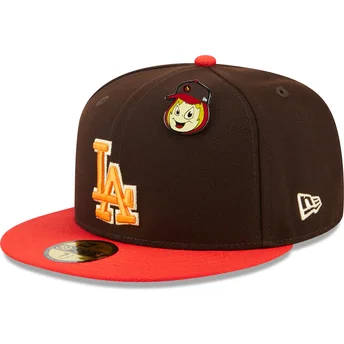 Шапка плоска кафяв прилепнала 59FIFTY The Elements Fire Pin на Los Angeles Dodgers MLB от New Era