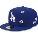 blaue-flache-fitted-kappe-59fifty-sunlight-pop-der-los-angeles-dodgers-mlb-von-new-era